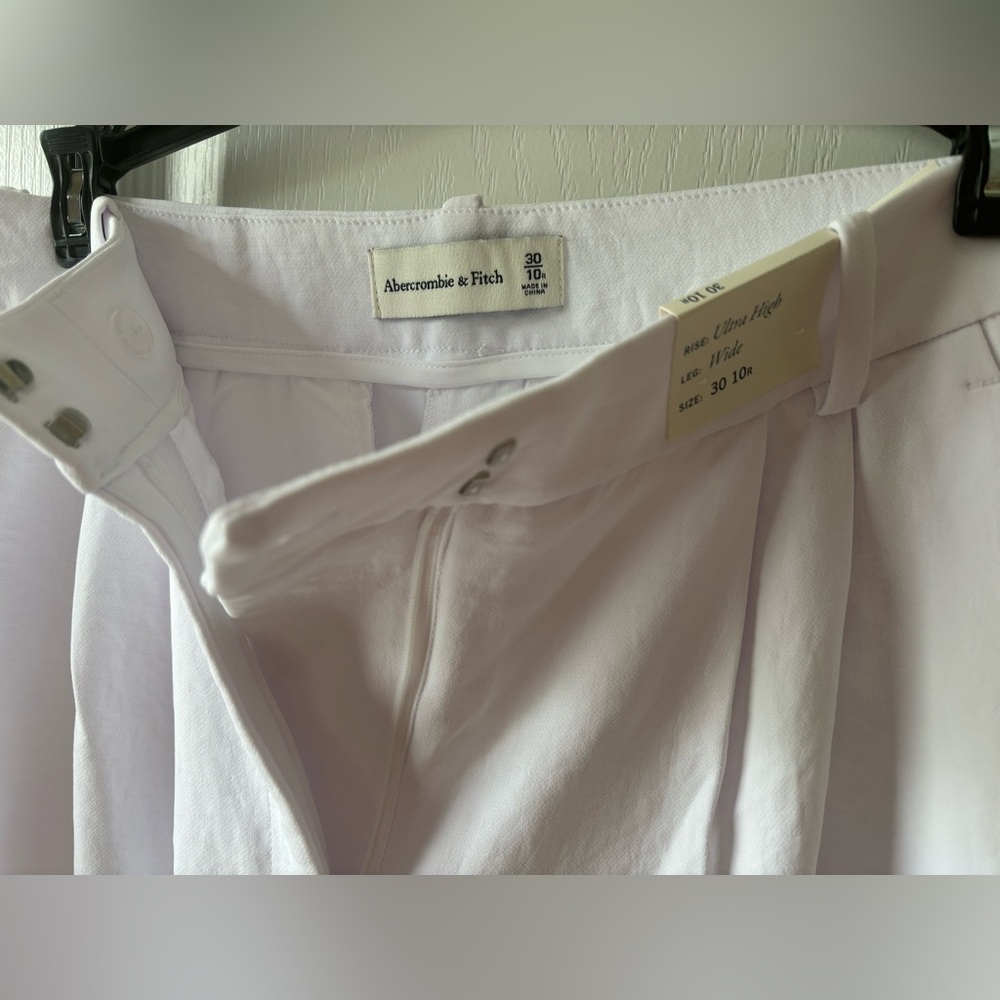 NWT A&F Sloane crepe tailored pant white size 30 ladies 10 - Picture 4 of 4